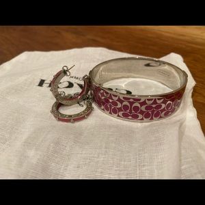 Coach bracelet and hoop earrings